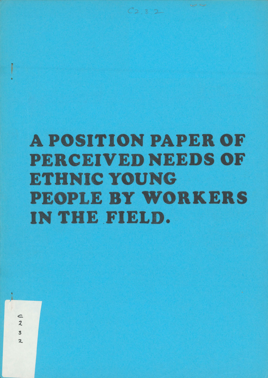 Cover image of Position Paper of Perceived Needs of Ethnic Young People by Workers in the Field